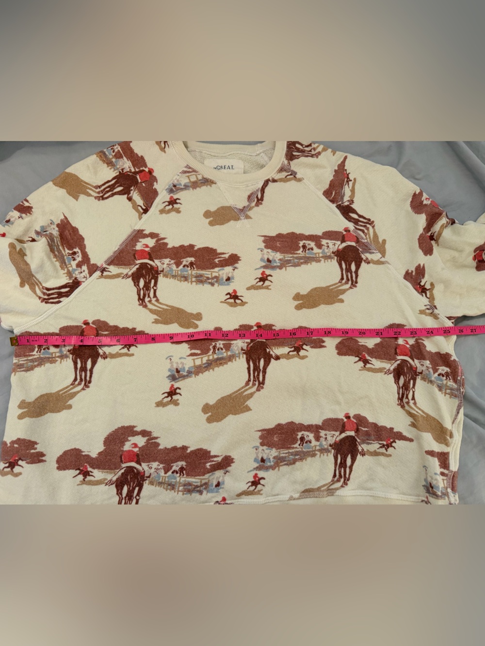 THE GREAT. The Slouch Sweatshirt Size Medium Riding Horses Print Western Cozy - Picture 8 of 9